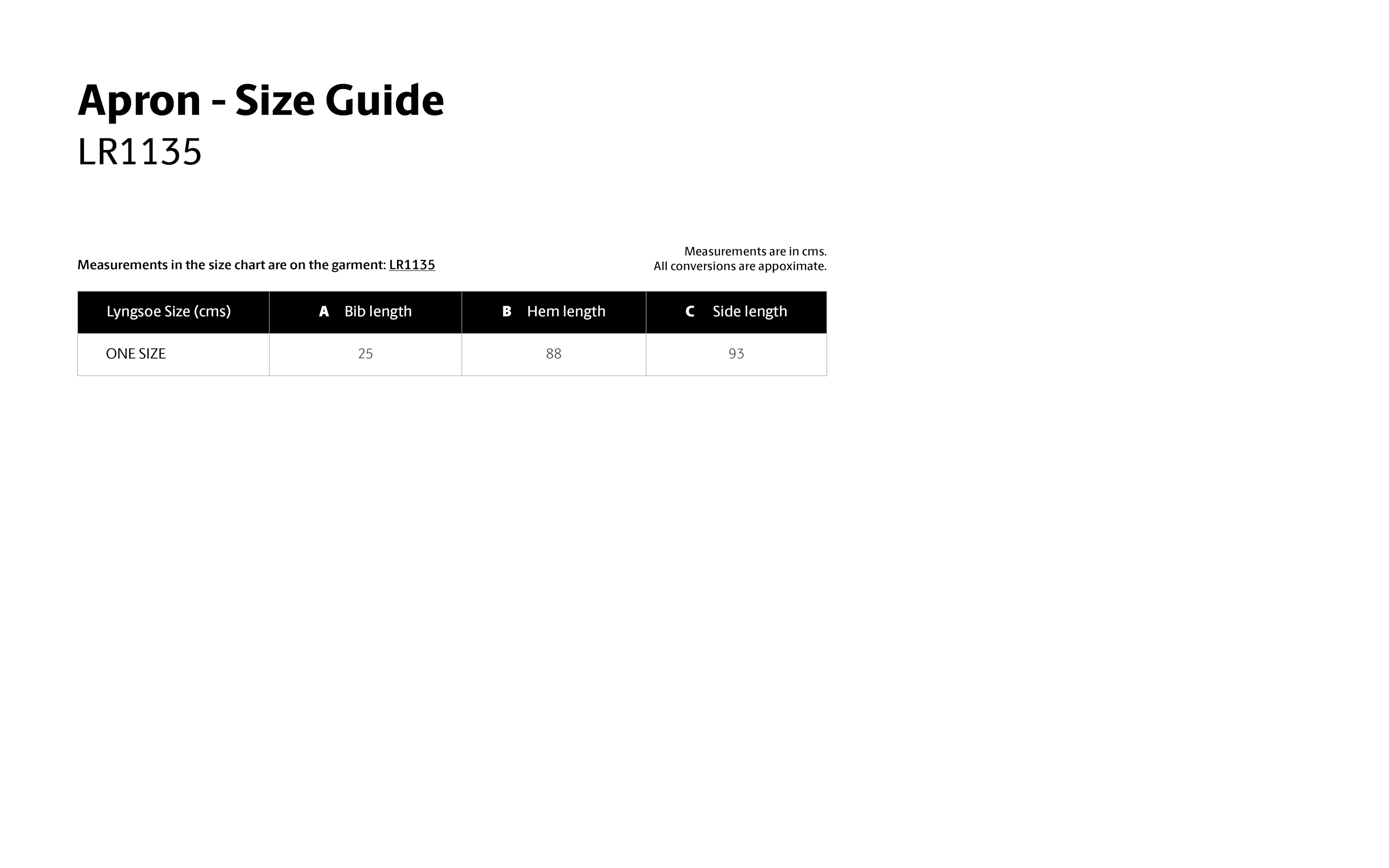 Størrelsesguide